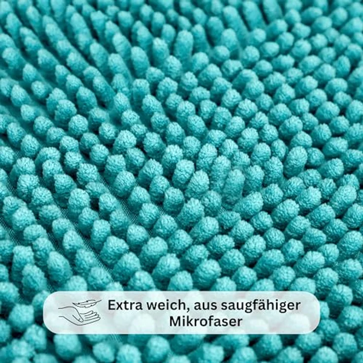 WohnDirect Badematte 45x45 cm MIT WC Ausschnitt | Petrol - rutschfest & Waschbar - Badezimmerteppich zum Set kombinierbar, Badvorleger, WC Garnitur, Badteppich – Bild 3