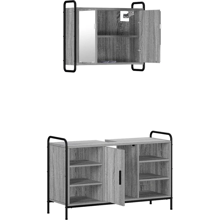 vidaXL Badezimmerschrank-Set 2 stk. Sonoma-Grau 65,5 x 34 x 61 cm 3444492 – Bild 5