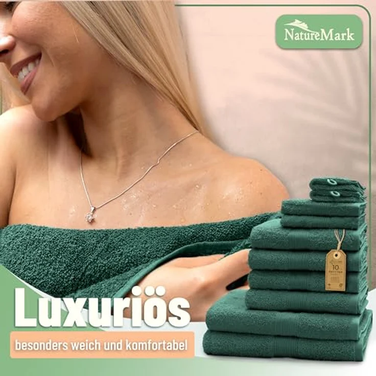 GREEN MARK Textilien Frottierset 10-teilig, dunkelgrün – Bild 8