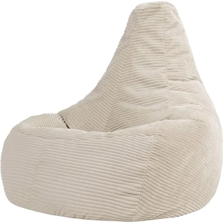 Icon Dalton XXL Sitzsack Cord, Beige, Gaming Sitzsack Erwachsene mit Füllung, Bean Bag, Cord Sessel, Lounge Sessel, Lounge Stuhl, Schlafzimmer, Wohnzimmer, Wohnzimmer Möbel – Bild 2