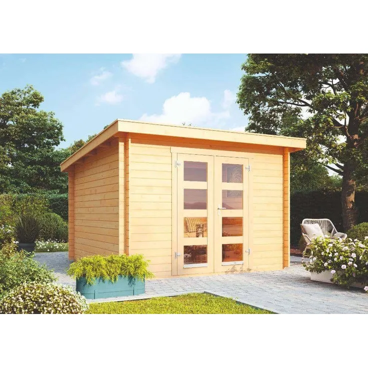 Wolff Finnhaus Wolff Pultdach Gartenhaus Gent A 292x230 Gartenhaus aus Holz Holzhaus mit 28 mm Wandstärke Blockbohlenhaus