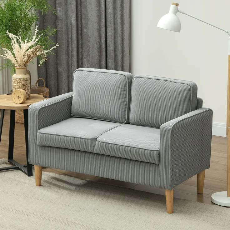 Zweisitzer-Sofa mit Stauraum und soliden Holzbeinen, für Wohnzimmer, Schlafzimmer, 117 x 63 x 79 cm, Hellgrau--Hellgrau--117x63x79cm--YOUDENOVA – Bild 4