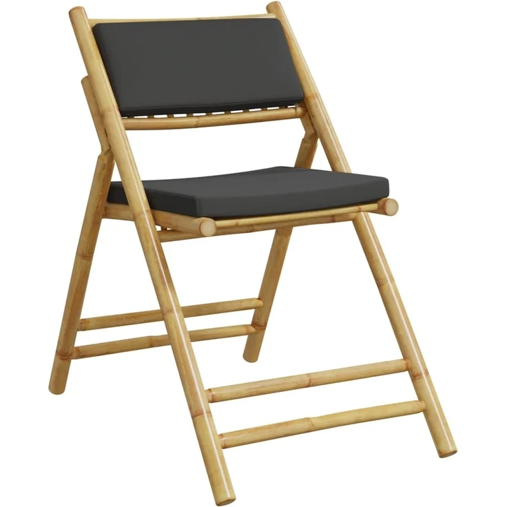 vidaXL Bistrostühle 4 Stk. Klappbar mit Dunkelgrauen Kissen Bambus 3208925 – Bild 2