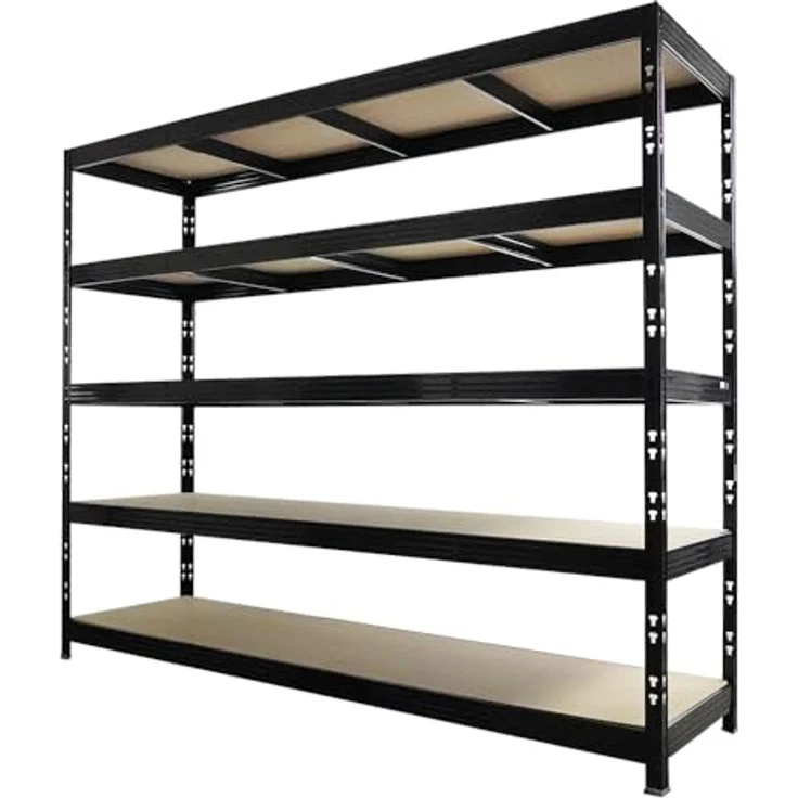 PROREGAL Profi Schwerlastregal Rhino EXTRA BREIT XXL schwarz HxBxT 200x240x70cm Fachlast 450kg 5X Spanplatten-Ebenen 8mm Garagenregal, Lagerregal, Steckregal, Weitspannregal – Bild 8