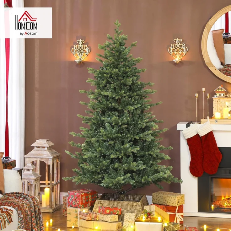 HOMCOM Künstlicher Weihnachtsbaum realistisches Aussehen, flammenhemmend, Tannenbaum, für Weihnachtsfest, Indoor, Grün – Bild 2