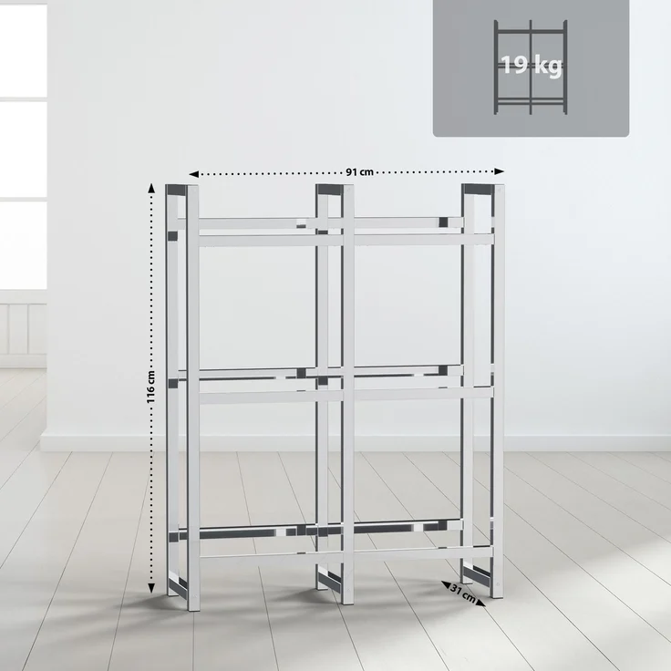 CLP Getränkekistenständer Stack aus Metall freistehend robust stabil,chrom 116x91x31 cm – Bild 2