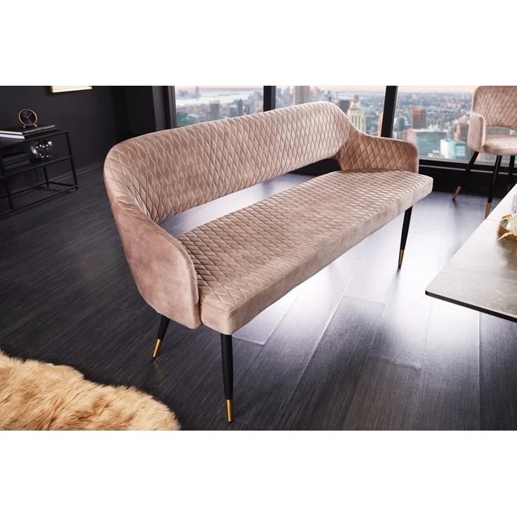 riess-ambiente Sitzbank PARIS 160cm greige / schwarz (Einzelartikel, 1-St), Esszimmer · Samt · Metall · Rückenlehne · Schlafzimmer · Retro Design – Bild 2