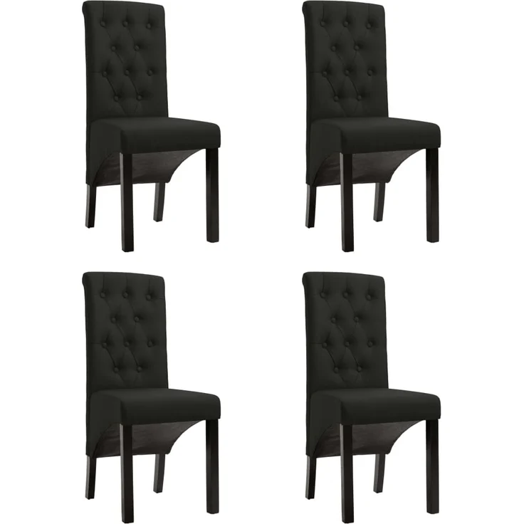 Esszimmerstühle VEDA 4er Set Schwarz Stoff | Polsterstühle Küchenstuhl Wohnzimmerstühle Essstühle bequem – Bild 2