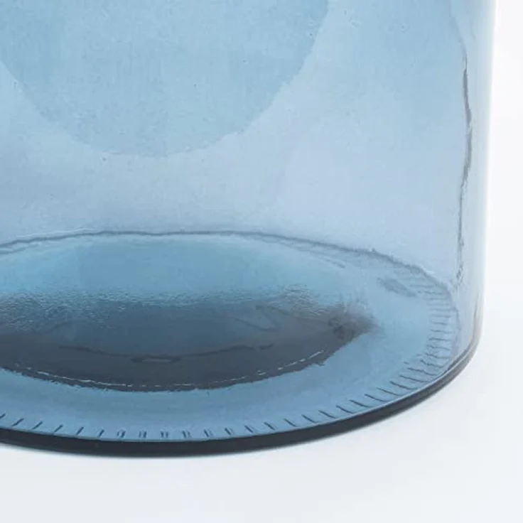 Mica Decorations 1006770 Blumen Guan Vase, recyceltes Glas in wohnlichem Blau, H26 x Ø21 cm – Bild 3