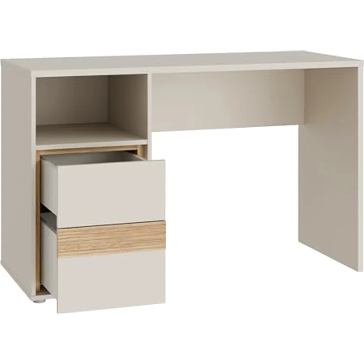 Forte WEXLIN Schreibtisch 120, moderner Schreibtisch mit Stauraumfach und Schranktür, Kinder- und Jugendzimmer, Kaschmir|Beige|Mauvella Eiche Holzdekor, 119,7 cm breit x 75,7 cm hoch x 50,2 cm tief – Bild 7