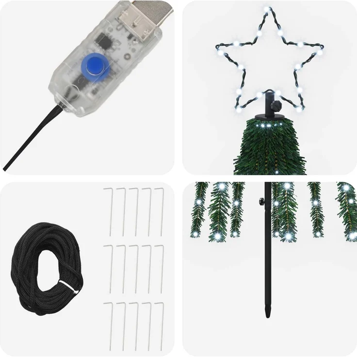 vidaXL LED-Weihnachtsbaum EKENAS 180 cm 255 LEDs Kaltweiß Stahl 42050825 – Bild 4
