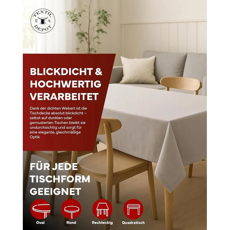 texpot Tischdecke Lotuseffekt Leinenoptik Bügelfrei Fleckschutz wasserabweißend (1-tlg)