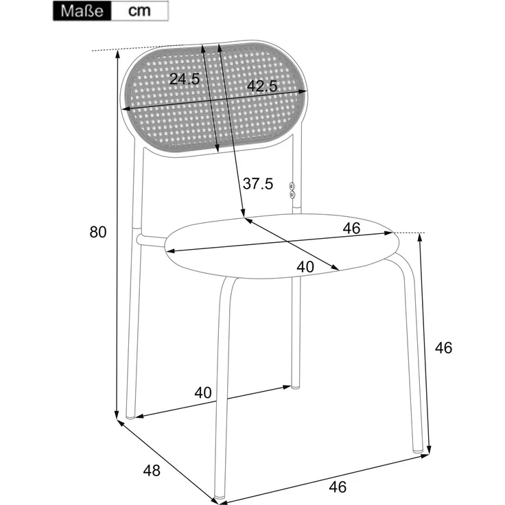 Merax Esszimmerstuhl, (6er set) Freizeitstuhl mit vier Stützbeinen aus Metall, Rattan-Freizeitstuhl, Wohnzimmer- und Schlafzimmerstuhl, Braun – Bild 4