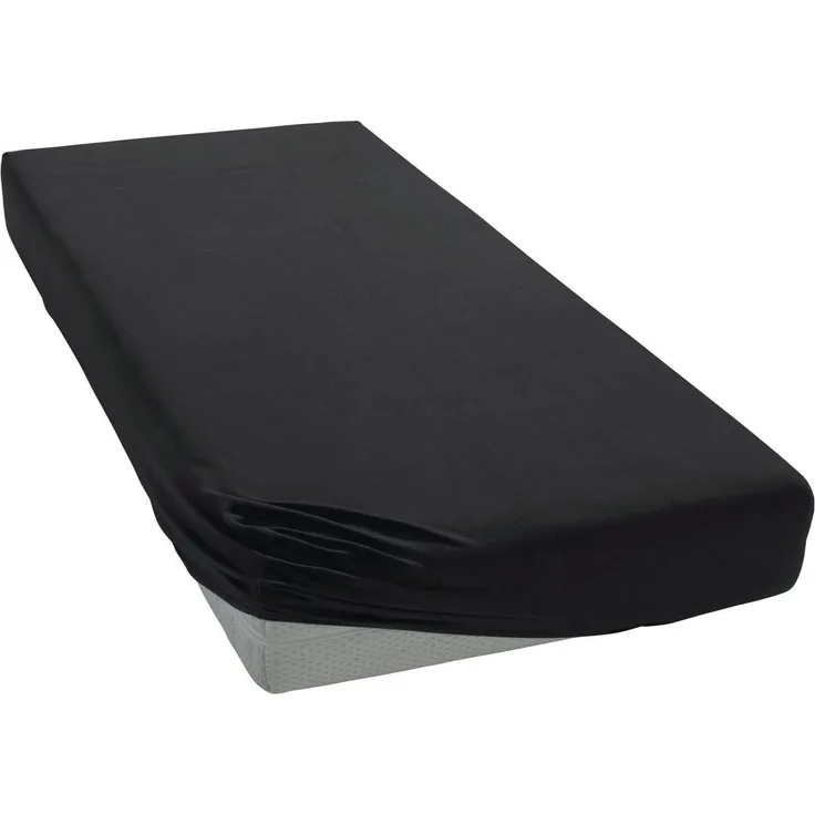 Janine Mako-Jersey Spannbetttuch Spannbettlaken 100% naturreine Baumwolle 180-200cm x 200cm 98 schwarz