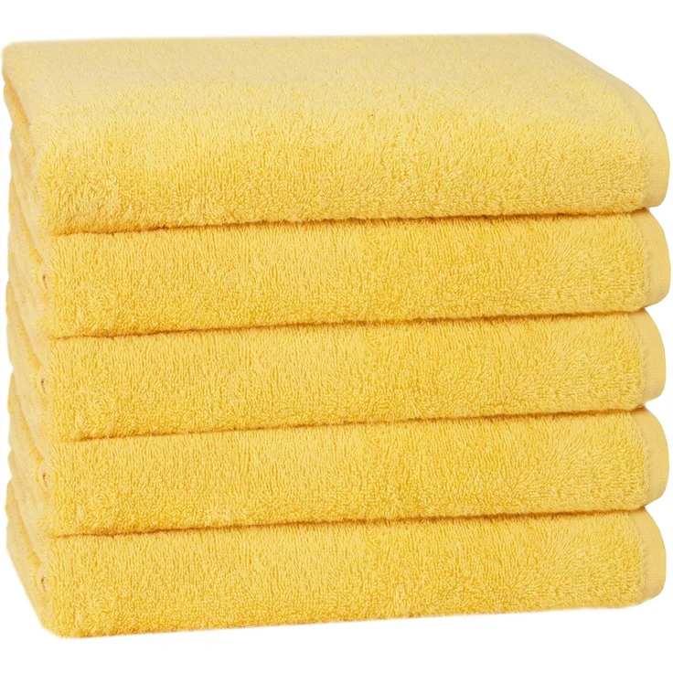 ZOLLNER 5er Set Duschtücher, 100% Baumwolle, 70x140 cm, sonne – Bild 1