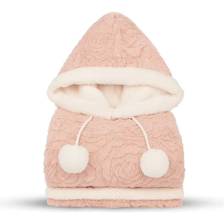 Bestlivings Kuscheldecke mit Kapuze 130 x 180 cm in Rose für Kinder und Erwachsene, TV-Decke, Sherpa Decke in Felloptik