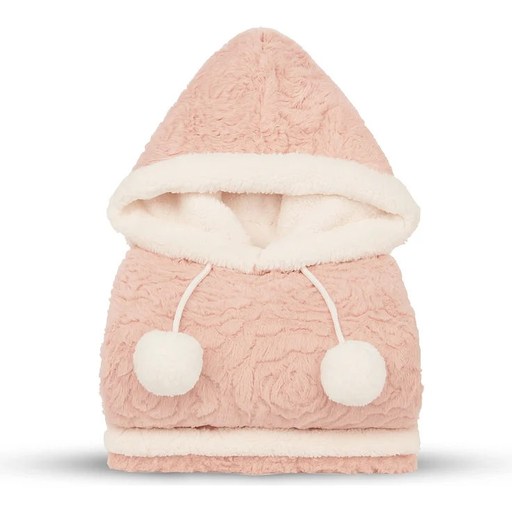 Bestlivings Kuscheldecke mit Kapuze 130 x 180 cm in Rose für Kinder und Erwachsene, TV-Decke, Sherpa Decke in Felloptik – Bild 1