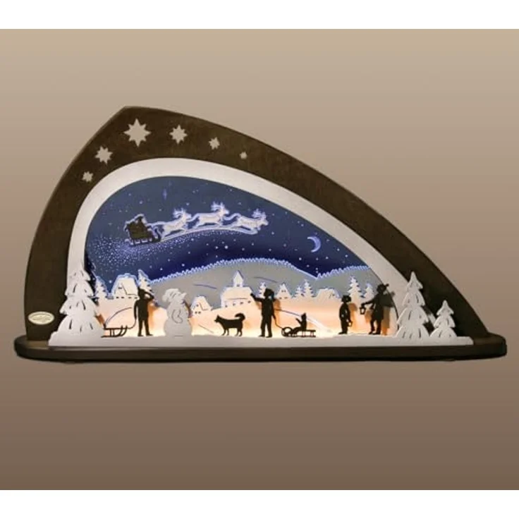 Weigla Lichterbogen LED Santa Claus, Schwibbogen aus Holz & Acrylglas, Made in Germany (1-tlg), Erzgebirge garantiert, Weihnachtsdeko Innen, Weihnachtsbeleuchtung – Bild 1