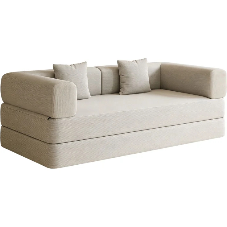 DESVIAE Schlafsofa 3-Sitzer klappbar aus Cord in Offwhite, 200 x 100 x 70 cm – Bild 7