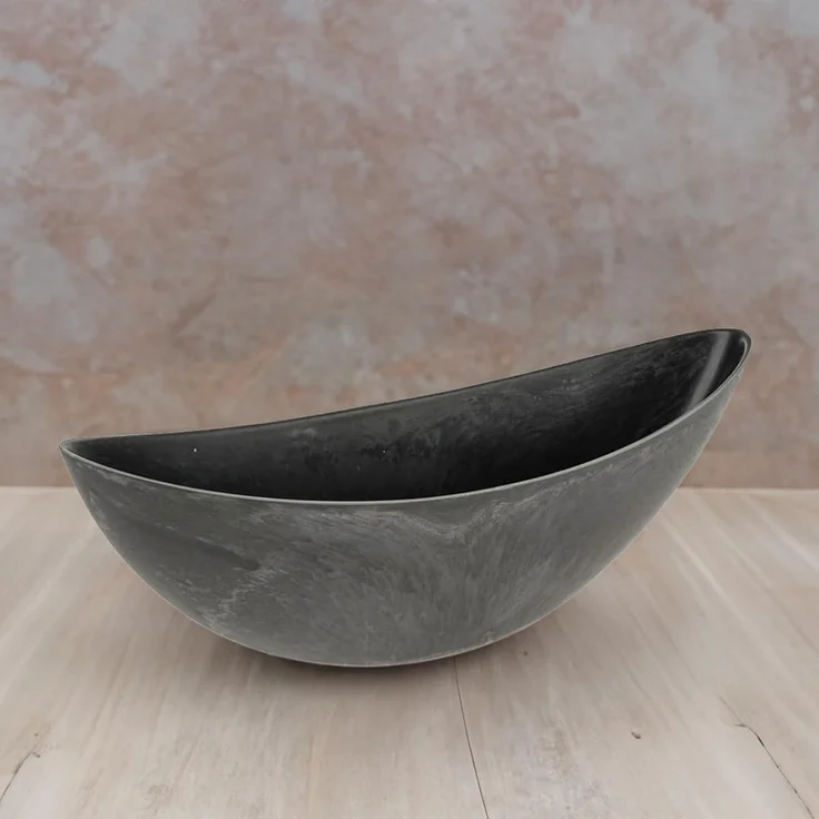 matches21 HOME & HOBBY Blumentopf Große Pflanzschale oval 66 cm für draussen Dekoschale schwarz (1 St), Blumen-Schale als wetterfeste Friedhof-Schale Grab-Schmuck Grabschale – Bild 6