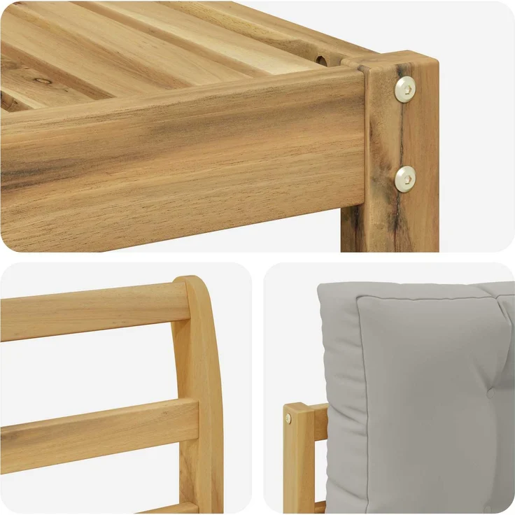 vidaXL Outdoor-Sofagarnitur 6 stk. Weiß und Hellgrau 3386830 – Bild 5