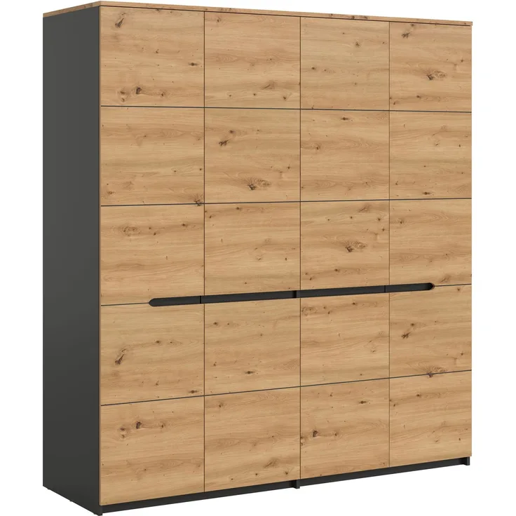Kleiderschrank 4-türig B/H/T: 180x198x59 cm in Basalt grau Nachbildung und Artisan Nachbildung