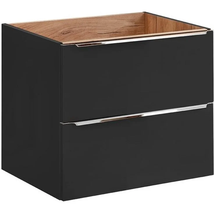 Waschtischunterschrank 60cm TOSKANA-BLACK-56 in seidenmatt anthrazit B/H/T ca. 60/57/46cm – Bild 3