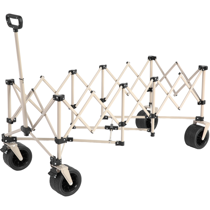 Faltbarer Bollerwagen 300L mit All-Terrain-Rädern, 136x54x60 cm, 100 kg, Beige – Bild 5