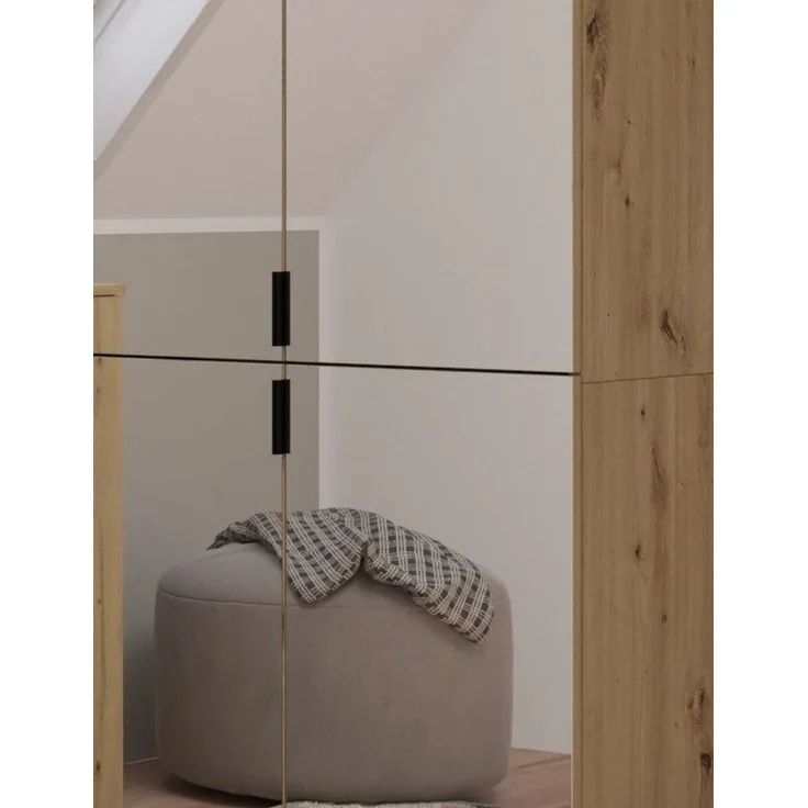 Schuhschrank mit Spiegel Line-Up in Eiche 30 x 193 cm – Bild 3