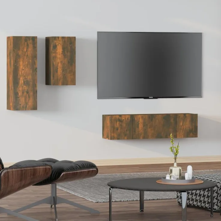 4-tlg. TV-Schrank-Set Räuchereiche Holzwerkstoff [3120314]