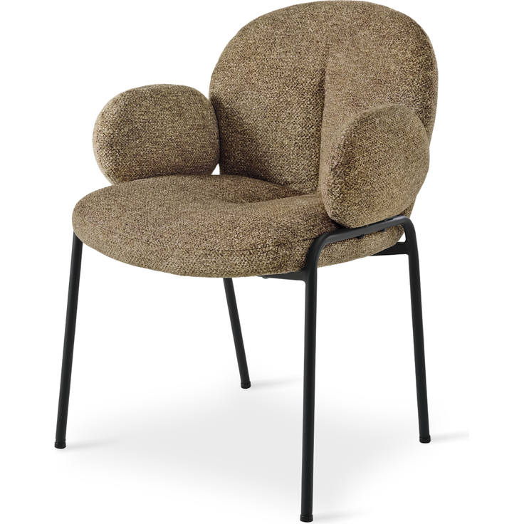 GOEURVANT 1235 Esszimmerstühle 6er-Set mit Armlehnen, Polsterstühle, Bouclé - Taupe – Bild 4
