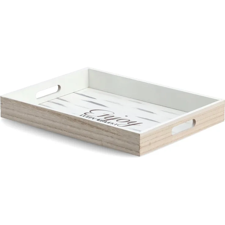 Zeller Present Tablett Enjoy, Holz, (1-tlg), Hochwertiges Poloniaholz