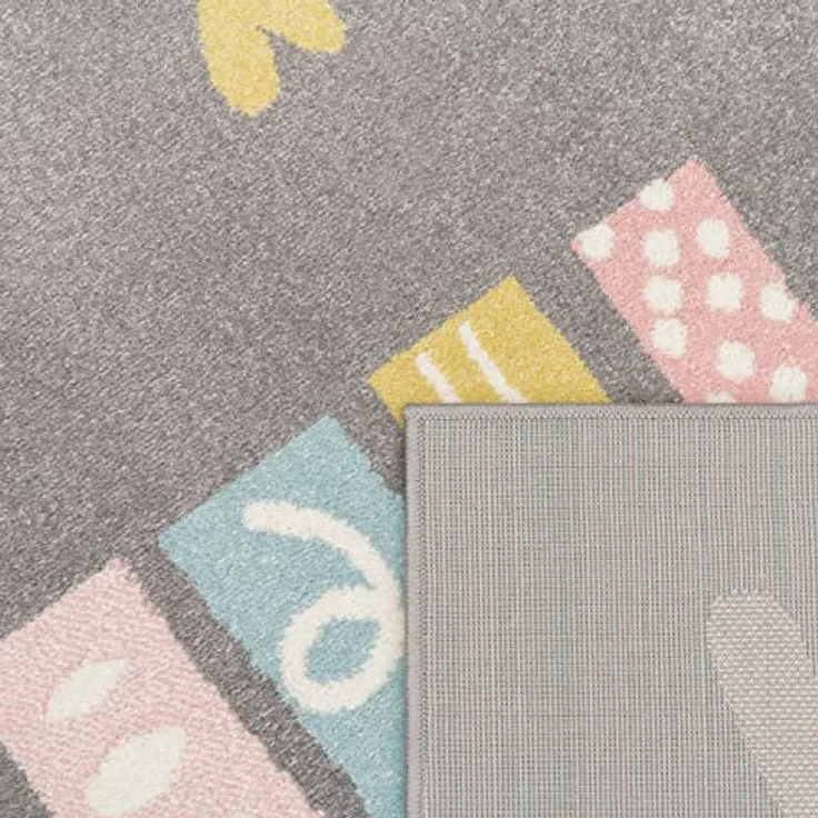 Paco Home Kinderteppich Nino 887, rund, Höhe: 13 mm, Kurzflor, Spielteppich, Motiv Regenbogen & Herzen, Kinderzimmer – Bild 9