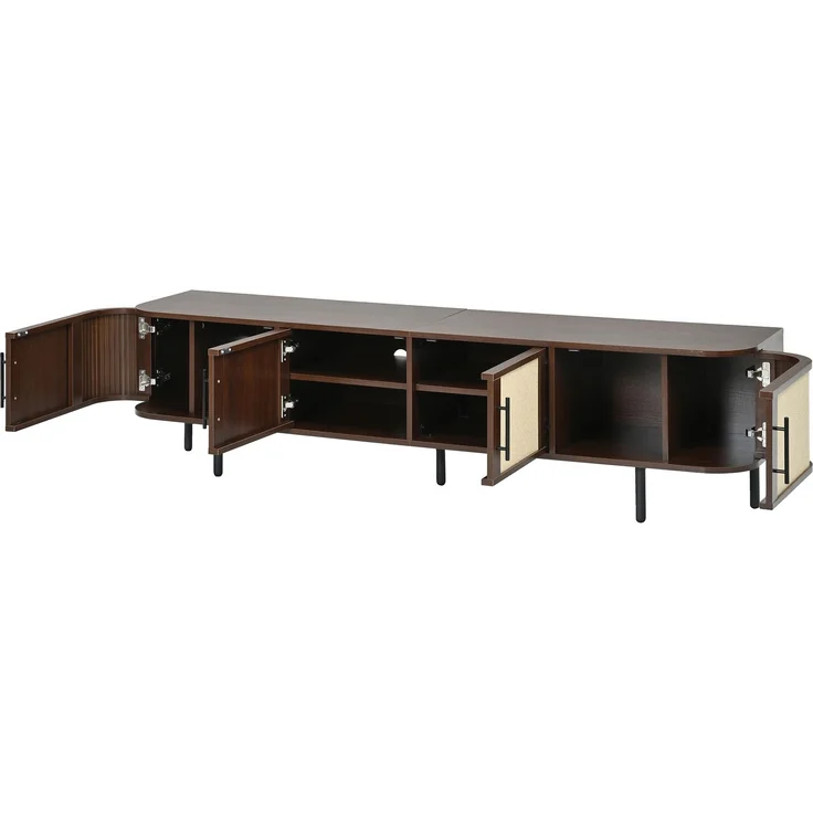 DESVIAE Sideboard-Möbel-Set Nussbaum aus MDF – 120x40x82 cm – Geflechtfronten, Metallfüße – Bild 9