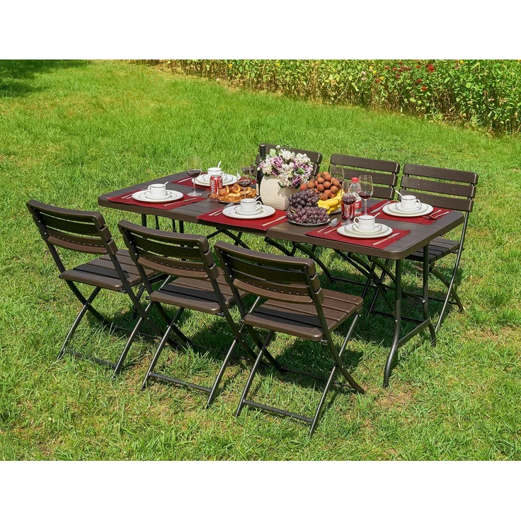 Garden Pleasure Gartenstuhl Klappstuhl TABORA 2 Stück mit Oberfläche in Holz-Optik Schwarz 44x54x83 cm – Bild 3