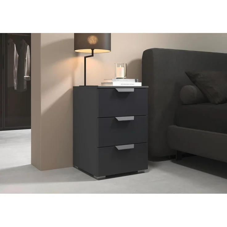 rauch Aditio Box, Nachttisch, 2 Schubladen, mit Glasfront, mit Softclose-Funktion, Farbe Grau metallic, BxHxT 40x61x42cm – Bild 2
