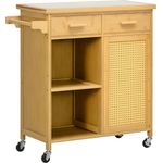 HOMCOM Servierwagen Küchenwagen mit Schublade, Schrank, Ebenen, Handtuchhalter, (Aufbewahrungswagen, 1 St, Rollwagen), Natur, 84 x 36 x 85 cm