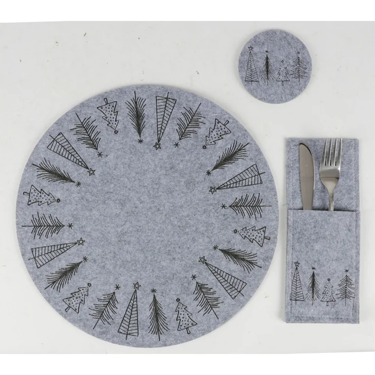 WH Filz-Platzset Baum-Design ca. Ø 35 cm | dekoratives Platzset für Weihnachten und festliche Tischdekoration | 24 Stück – Bild 3