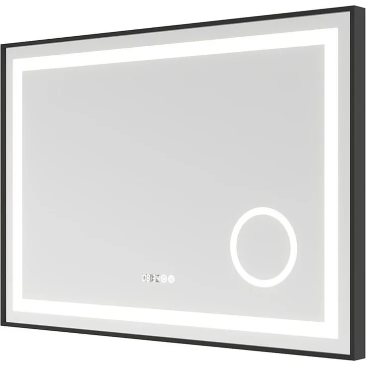 AQUABATOS LED-Lichtspiegel Led Spiegel mit Beleuchtung Badspiegel Badzimmerspiegel Wandspiegel, Digital Uhr Kosmetikspiegel Beschlagfrei Kaltweiß Rechteckige Ecken