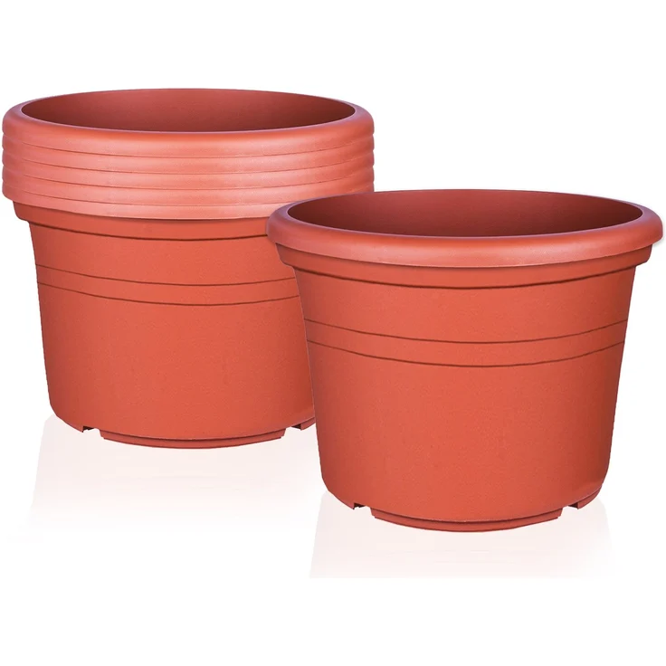 BigDean 6X Blumentopf Ø 40 cm Farbe Terrakotta Kunststoff Pflanztopf Containertopf Übertopf Pflanzkübel rund 40 x 28 cm – Bild 1