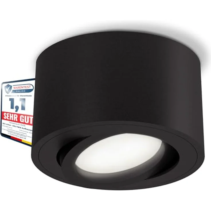 SSC-LUXon CELI-1BM, flache LED Deckenleuchte Aufputz rund mit tauschbarem LED Modul 4W neutralweiß, schwarz pulverbeschichtet – Bild 1