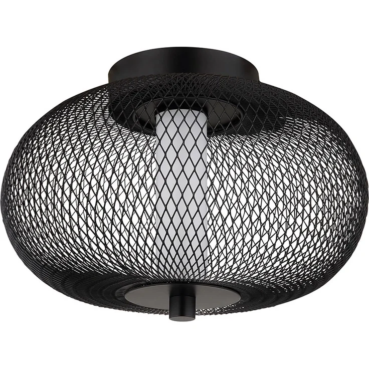 LED Deckenleuchte, schwarz, Metall Gitter, D 35 cm – Bild 10