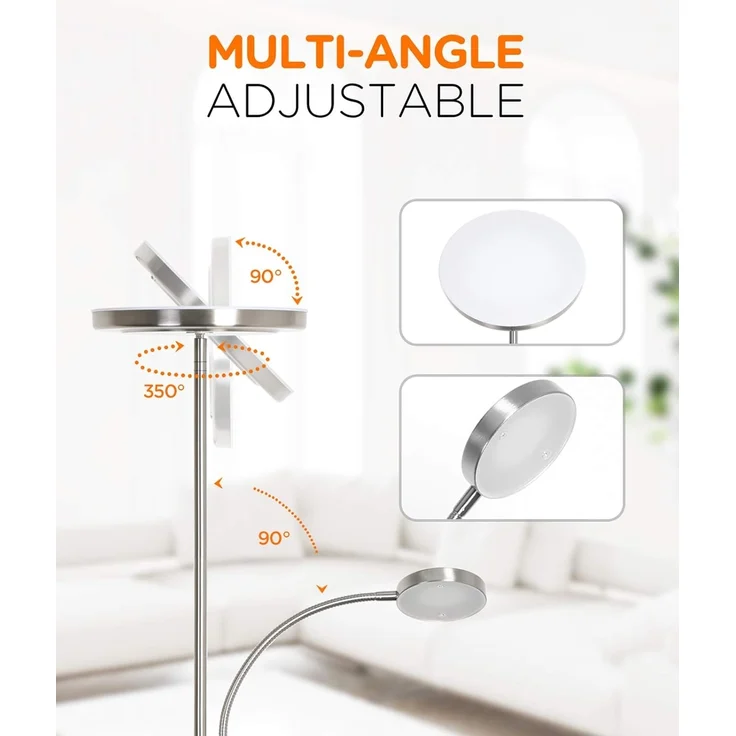 Tomons LED Stehlampe Stehleuchte Stufenlos Dimmbar, verstellbare Leselampe, LED fest integriert – Bild 4