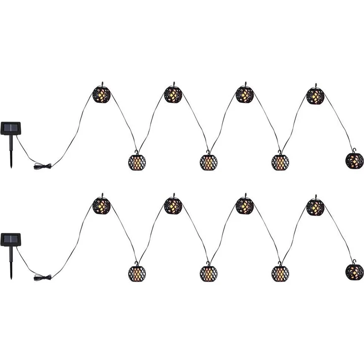LED Solar Lichterkette, 16x Kugel, Flammen-Effekt, L 200 cm – Bild 2