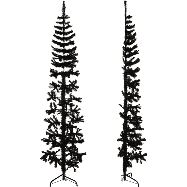 vidaXL Künstlicher Halb-Weihnachtsbaum Ständer Schlank Schwarz 240 cm 344578 – Bild 1