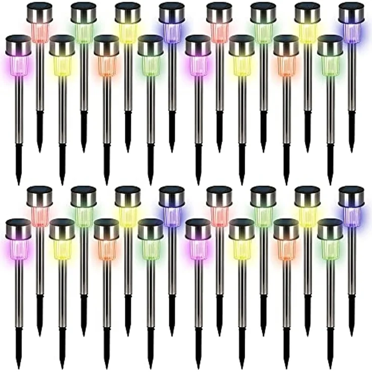monzana LED Solarleuchte, Solarleuchte, Solarlampe Außen Garten LED Farbwechsel IP44 Edelstahl 32er Set – Bild 1