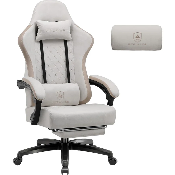 GTPLAYER Gaming-Stuhl Ergonomischer Gaming Sessel Schreibtischstuhl mit Stoffoberfläche (Pacekung), Federsitzkissen mit Fußstütze – Bild 1