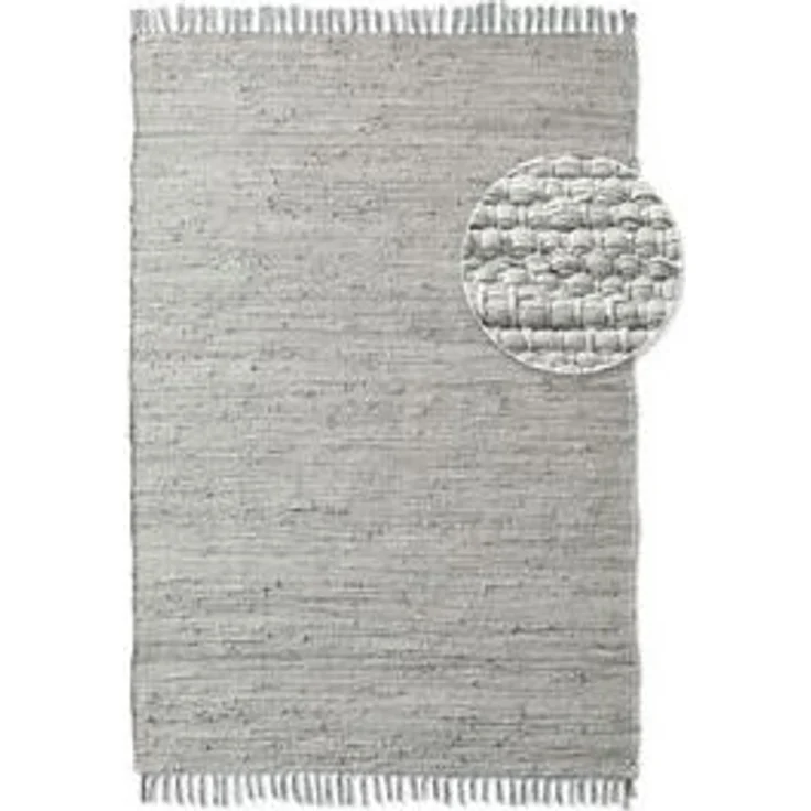 TaraCarpet Teppich Flickenteppich TaraCarpet Sylt mit Fransen, rechteckig, Höhe: 5 mm, Wohnzimmer Schlafzimmer Küchenteppich grau 070x250 – Bild 6