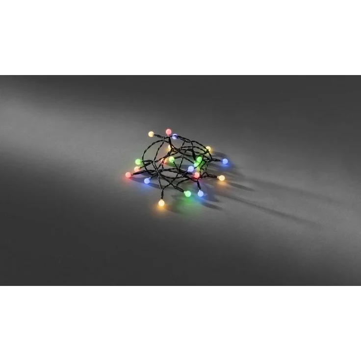 Konstsmide LED Globelichterkette, runde Dioden, 6h Timer, 20 bunte Dioden, batteriebetrieben, Innen, schwarzes Kabel - 1491-507, Bunt