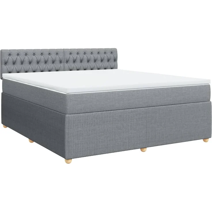 vidaXL Boxspringbett mit Matratze Hellgrau 180x200 cm Stoff 3289842 – Bild 3